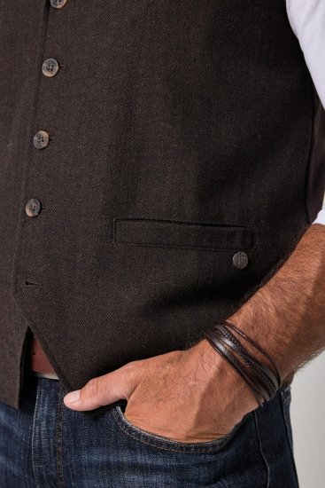 JP1880 828736 Tweed mellény kötött háttal Sötétbarna - Öltönyök - Nagyméretű öltönyök