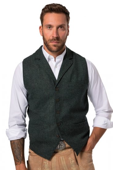 JP1880 828736 Tweed mellény kötött háttal Palackzöld - Öltönyök - Nagyméretű öltönyök