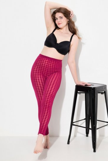 Ulla Popken 828982 Kockás harisnyaleggings Bogyópiros - Harisnyanadrágok & zoknik - 