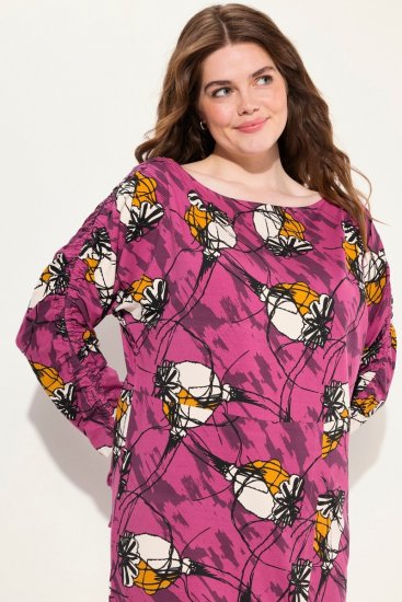 Ulla Popken 830151 Virágos ruha Rózsaszín - Maxi ruhák - Női plus size maxiruhák