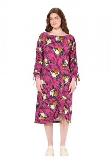 Ulla Popken 830151 Virágos ruha Rózsaszín - Maxi ruhák - Női plus size maxiruhák