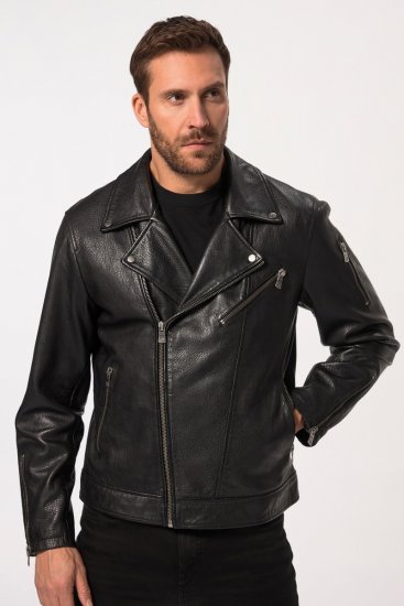 JP1880 830586 Biker dzseki bárány nappából Fekete - Kabátok - Nagyméretű Kabátok - 2XL-8XL