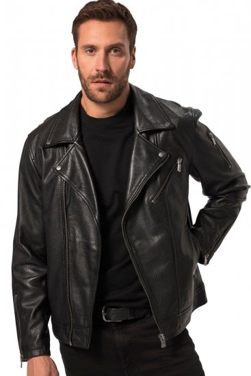 JP1880 830586 Biker dzseki bárány nappából Fekete - Kabátok - Nagyméretű Kabátok - 2XL-8XL
