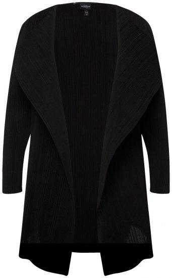 Ulla Popken 830749 Nyitott pliszírozott blézer széles reverrel Fekete - Blézerek - Blézerek plus size méretben nőknek