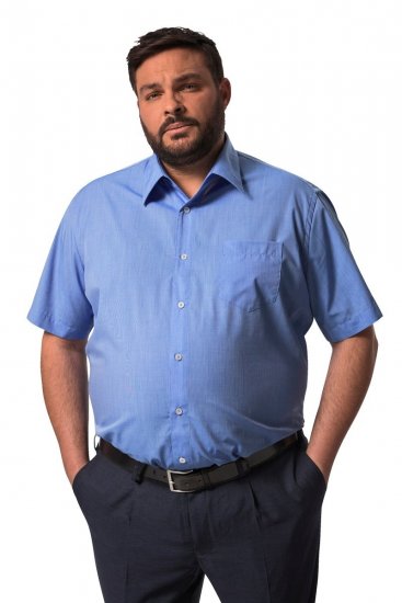Men+ 758 Üzleti ing rövid ujjú nyitott gallérral Világoskék - Ingek - Ingek 2XL-10XL