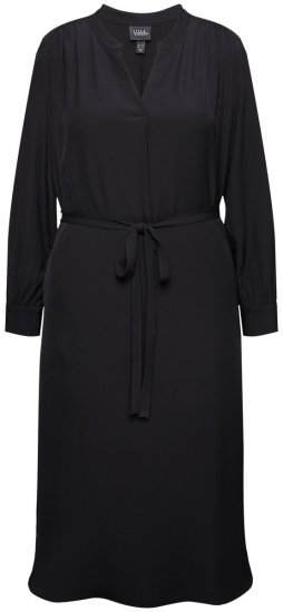 Ulla Popken 831004 Hosszú ujjú midiruha Fekete - Maxi ruhák - Női plus size maxiruhák