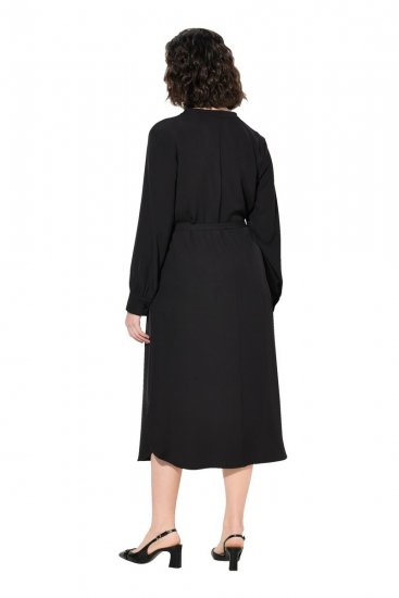 Ulla Popken 831004 Hosszú ujjú midiruha Fekete - Maxi ruhák - Női plus size maxiruhák