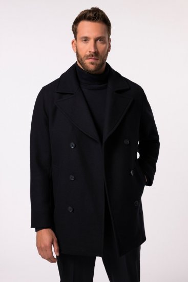JP1880 Caban Short Double-breasted Overcoat Navy - Kabátok - Nagyméretű Kabátok - 2XL-8XL