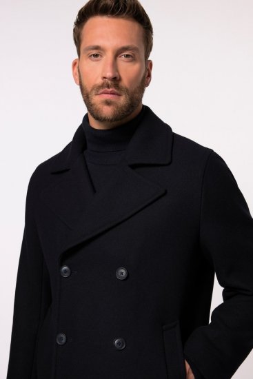 JP1880 Caban Short Double-breasted Overcoat Navy - Kabátok - Nagyméretű Kabátok - 2XL-8XL