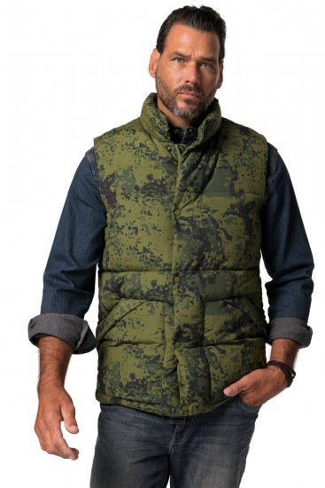 JP1880 831610 Mellény steppelt terepmintás Zöld - Kabátok - Nagyméretű Kabátok - 2XL-8XL