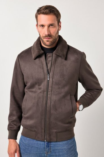 JP1880 Bomber Jacket Faux Leather Dark Brown - Kabátok - Nagyméretű Kabátok - 2XL-8XL