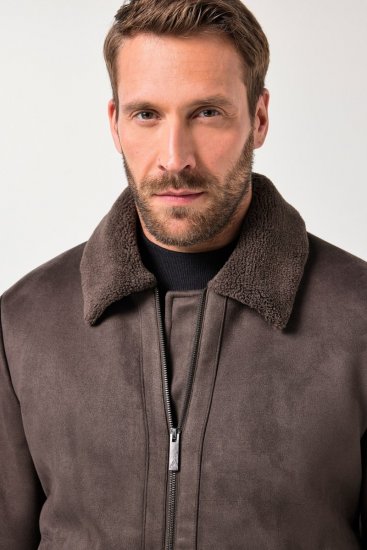 JP1880 Bomber Jacket Faux Leather Dark Brown - Kabátok - Nagyméretű Kabátok - 2XL-8XL
