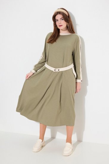 Ulla Popken 831963 Hosszú ujjú ruha Szürke - Maxi ruhák - Női plus size maxiruhák