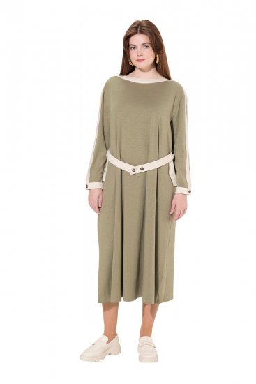 Ulla Popken 831963 Hosszú ujjú ruha Szürke - Maxi ruhák - Női plus size maxiruhák