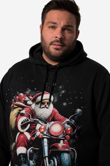 Men+ 100 Kapucnis pulóver Mikulás motoron Fekete - Pulóverek & kapucnis pulóverek - Pulóverek & Kapucnis pulóver 2XL-12XL