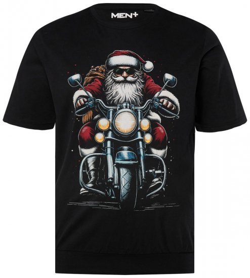 Men+ 148 Póló bellyfit Mikulás motoron Fekete - Pólók - Nagyméretű pólók - 2XL-14XL