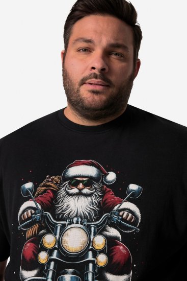 Men+ 148 Póló bellyfit Mikulás motoron Fekete - Pólók - Nagyméretű pólók - 2XL-14XL
