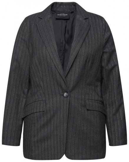 Ulla Popken 832935 Halszálkamintás blézer fémes fénnyel Szürke - Blézerek - Blézerek plus size méretben nőknek
