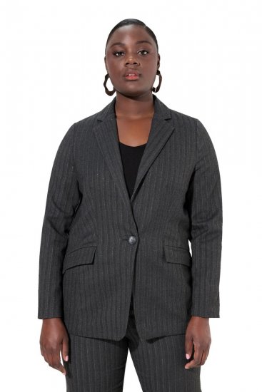 Ulla Popken 832935 Halszálkamintás blézer fémes fénnyel Szürke - Blézerek - Blézerek plus size méretben nőknek