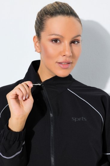 Ulla Popken 833237 Sportkabát fényvisszaverő részletekkel Fekete - Dzsekik - Nagy méretű női dzsekik