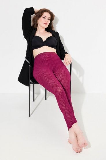 Ulla Popken 833718 Harisnyaleggings csipkével Bogyópiros - Harisnyanadrágok & zoknik - 