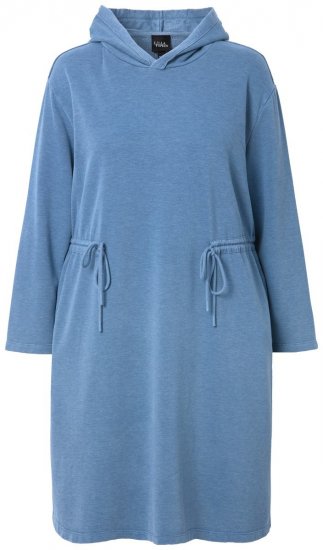 Ulla Popken 834536 Pulóverruha kapucnival Denimkék - Pulóverruhák - 