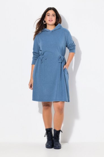 Ulla Popken 834536 Pulóverruha kapucnival Denimkék - Pulóverruhák - 