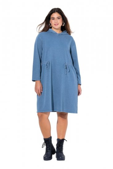 Ulla Popken 834536 Pulóverruha kapucnival Denimkék - Pulóverruhák - 