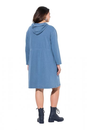 Ulla Popken 834536 Pulóverruha kapucnival Denimkék - Pulóverruhák - 