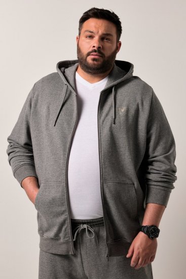 Men+ 851 Kapucnis pulóver cipzárral Szürke melírozott - Pulóverek & kapucnis pulóverek - Pulóverek & Kapucnis pulóver 2XL-12XL