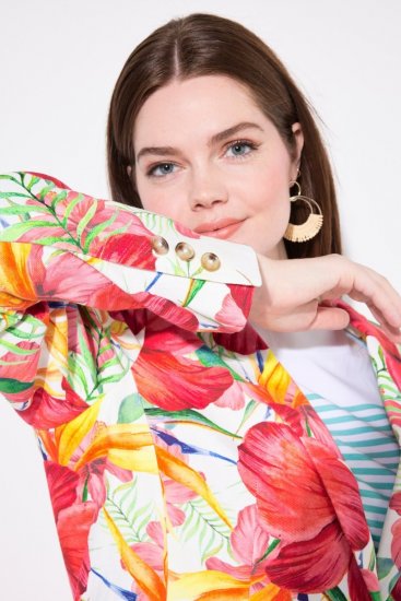 Ulla Popken 835230 Virágos pamut blézer Piros - Blézerek - Blézerek plus size méretben nőknek