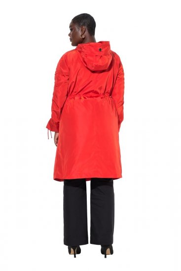 Ulla Popken 835277 Hosszú vízlepergető kapucnis kabát Piros - Kabátok - Női plus size kabátok
