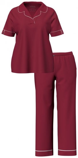 Ulla Popken 835397 Rövid ujjú pizsama inggallérral Lila - Pizsama/Loungewear - 