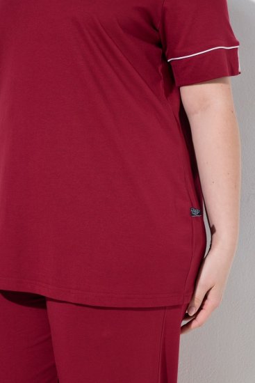 Ulla Popken 835397 Rövid ujjú pizsama inggallérral Lila - Pizsama/Loungewear - 