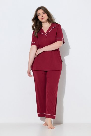 Ulla Popken 835397 Rövid ujjú pizsama inggallérral Lila - Pizsama/Loungewear - 
