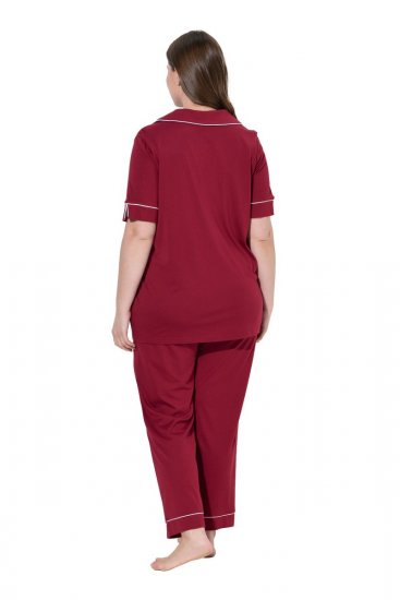 Ulla Popken 835397 Rövid ujjú pizsama inggallérral Lila - Pizsama/Loungewear - 