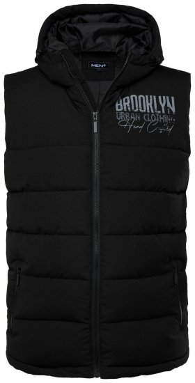 Men+ 442 Mellény steppelt kapucnival és mintával Fekete - Kabátok - Nagyméretű Kabátok - 2XL-8XL