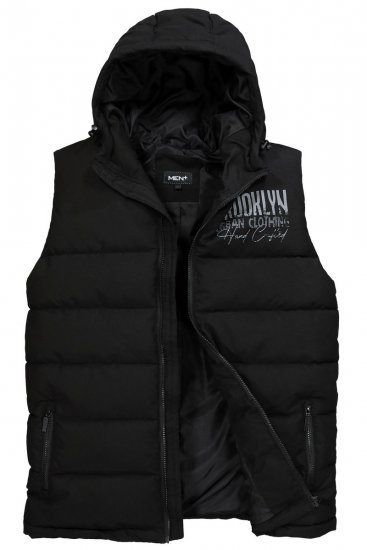 Men+ 442 Mellény steppelt kapucnival és mintával Fekete - Kabátok - Nagyméretű Kabátok - 2XL-8XL