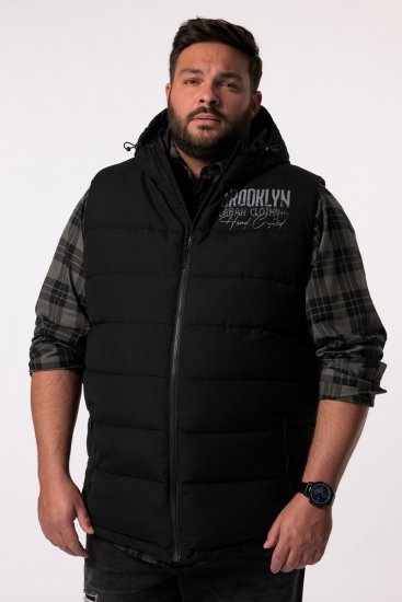 Men+ 442 Mellény steppelt kapucnival és mintával Fekete - Kabátok - Nagyméretű Kabátok - 2XL-8XL