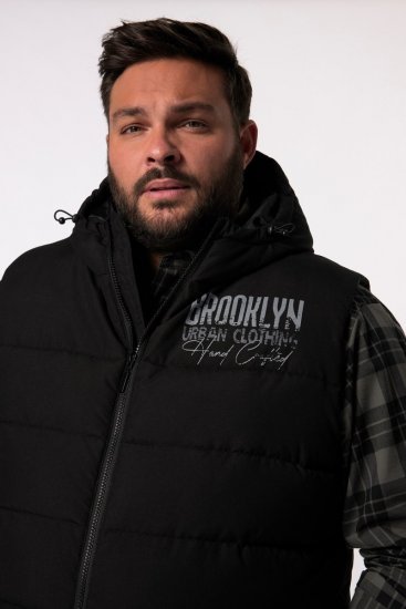 Men+ 442 Mellény steppelt kapucnival és mintával Fekete - Kabátok - Nagyméretű Kabátok - 2XL-8XL
