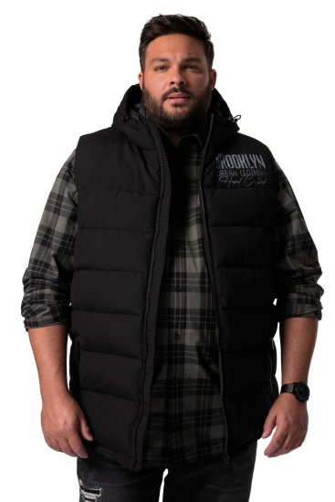 Men+ 442 Mellény steppelt kapucnival és mintával Fekete - Kabátok - Nagyméretű Kabátok - 2XL-8XL