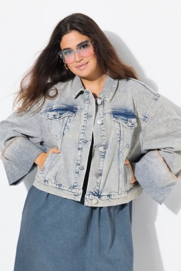 Ulla Popken 835486 Farmerdzseki bő ujjal Denimkék - Dzsekik - Nagy méretű női dzsekik