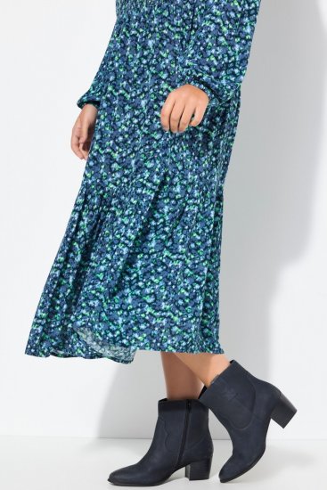Ulla Popken 835713 Virágos ruha Sötétkék - Maxi ruhák - Női plus size maxiruhák
