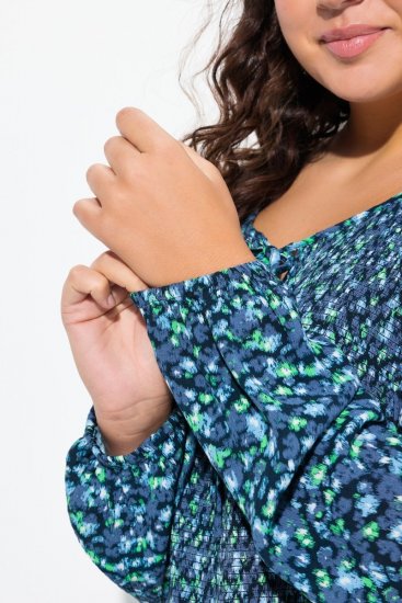 Ulla Popken 835713 Virágos ruha Sötétkék - Maxi ruhák - Női plus size maxiruhák