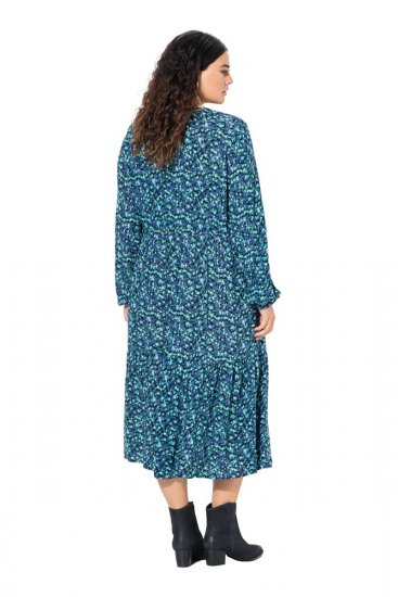 Ulla Popken 835713 Virágos ruha Sötétkék - Maxi ruhák - Női plus size maxiruhák