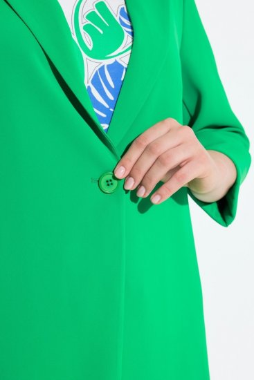 Ulla Popken 836165 Hosszú blézer háromnegyedes ujjal Zöld - Blézerek - Blézerek plus size méretben nőknek