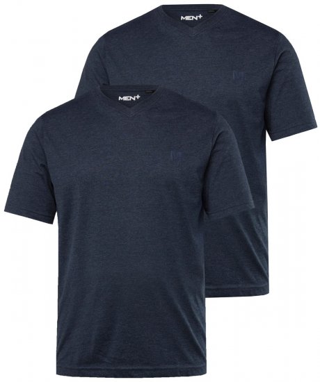 Men+ 299 Póló V-nyakú Sötétkék 2 db-os csomag - Pólók - Nagyméretű pólók - 2XL-14XL