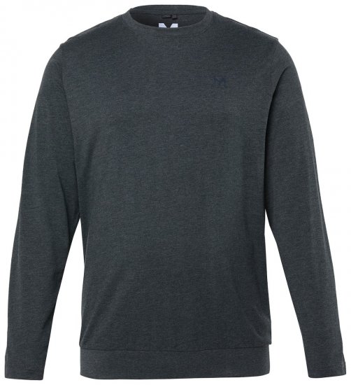 Men+ 313 Póló hosszú ujjú bellyfit Sötétszürke melírozott - Pólók - Nagyméretű pólók - 2XL-14XL