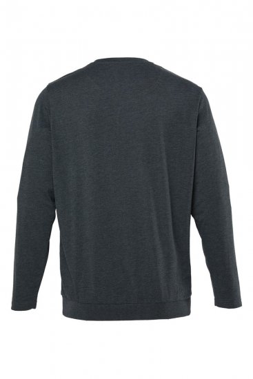 Men+ 313 Póló hosszú ujjú bellyfit Sötétszürke melírozott - Pólók - Nagyméretű pólók - 2XL-14XL