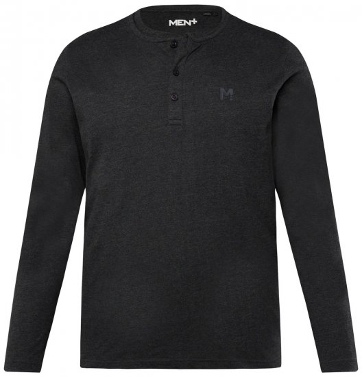 Men+ 383 Henley póló hosszú ujjú Fekete - Pólók - Nagyméretű pólók - 2XL-14XL